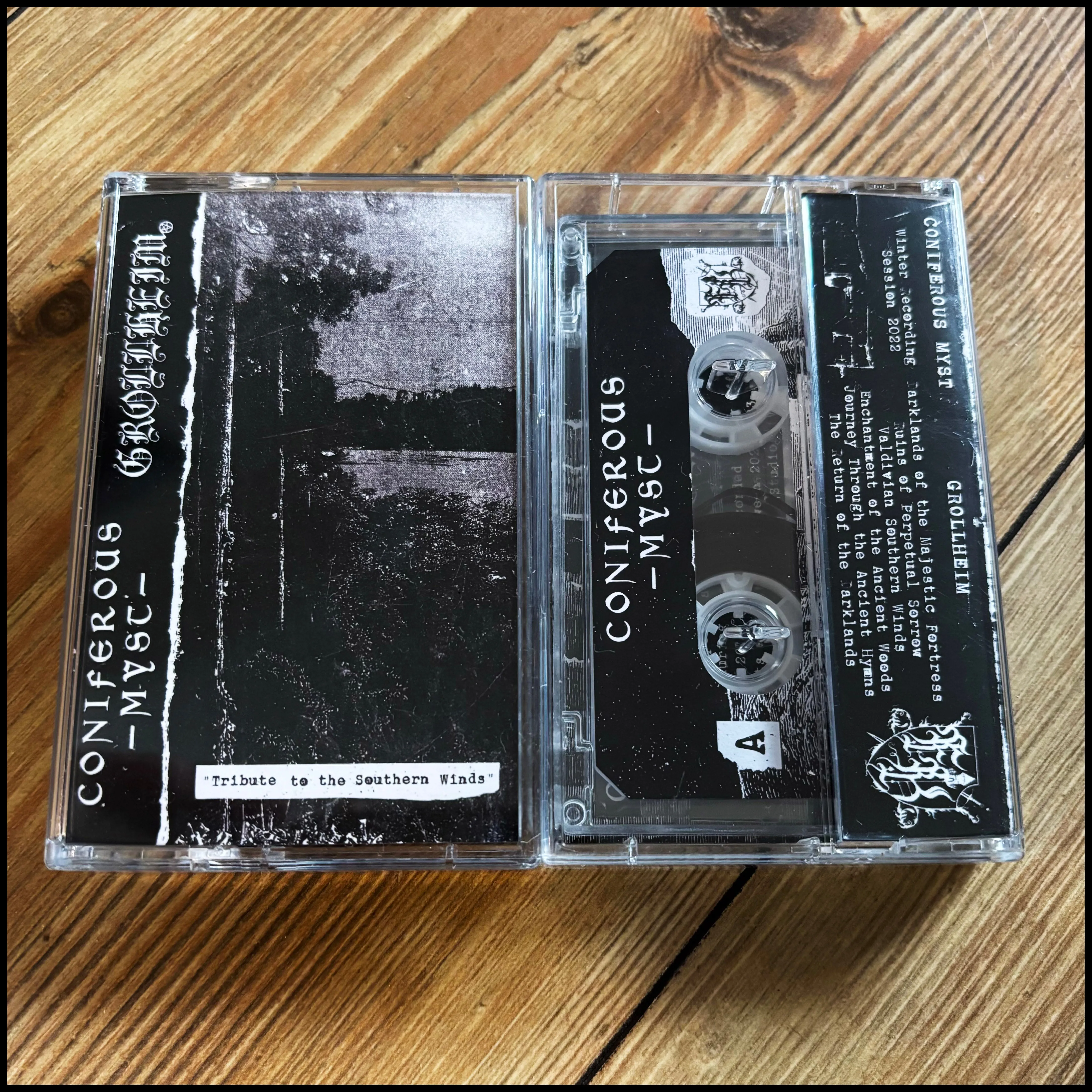 CONIFEROUS MYST / GROLLHEIM: Tribute to the Southern Winds cassette (dungeon synth/BM split)