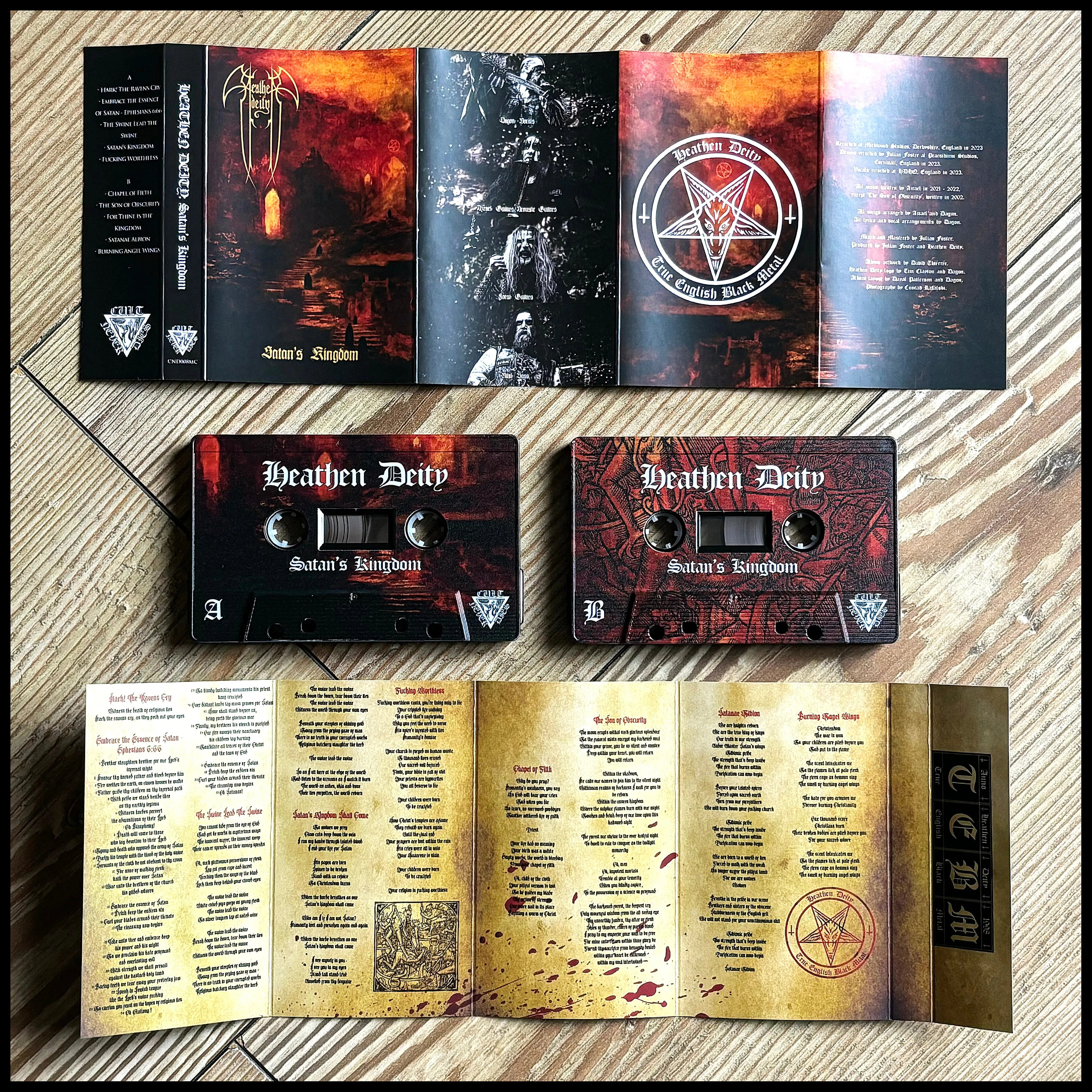 HEATHEN DEITY: Satan's Kingdom cassette (released by Cult Never Dies, limited edition)