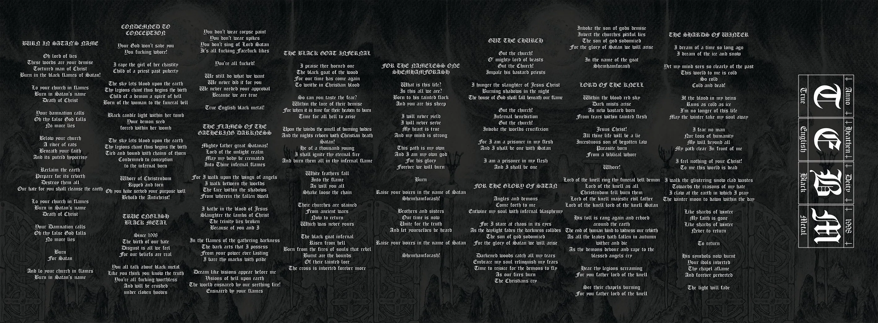 HEATHEN DEITY: True English Black Metal cassette (released by Cult Never Dies, limited edition printed cassette)