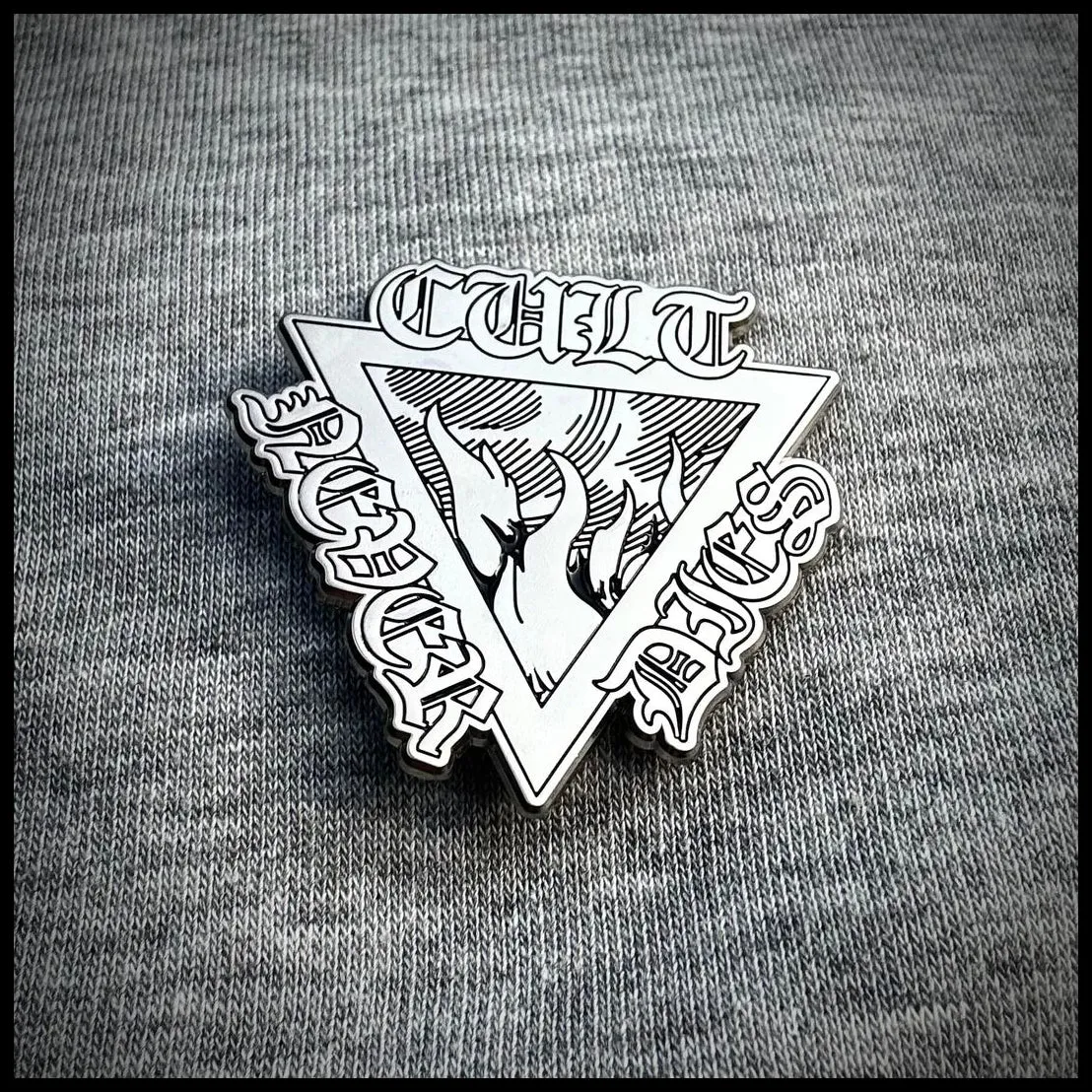 Official CULT NEVER DIES cast metal badge