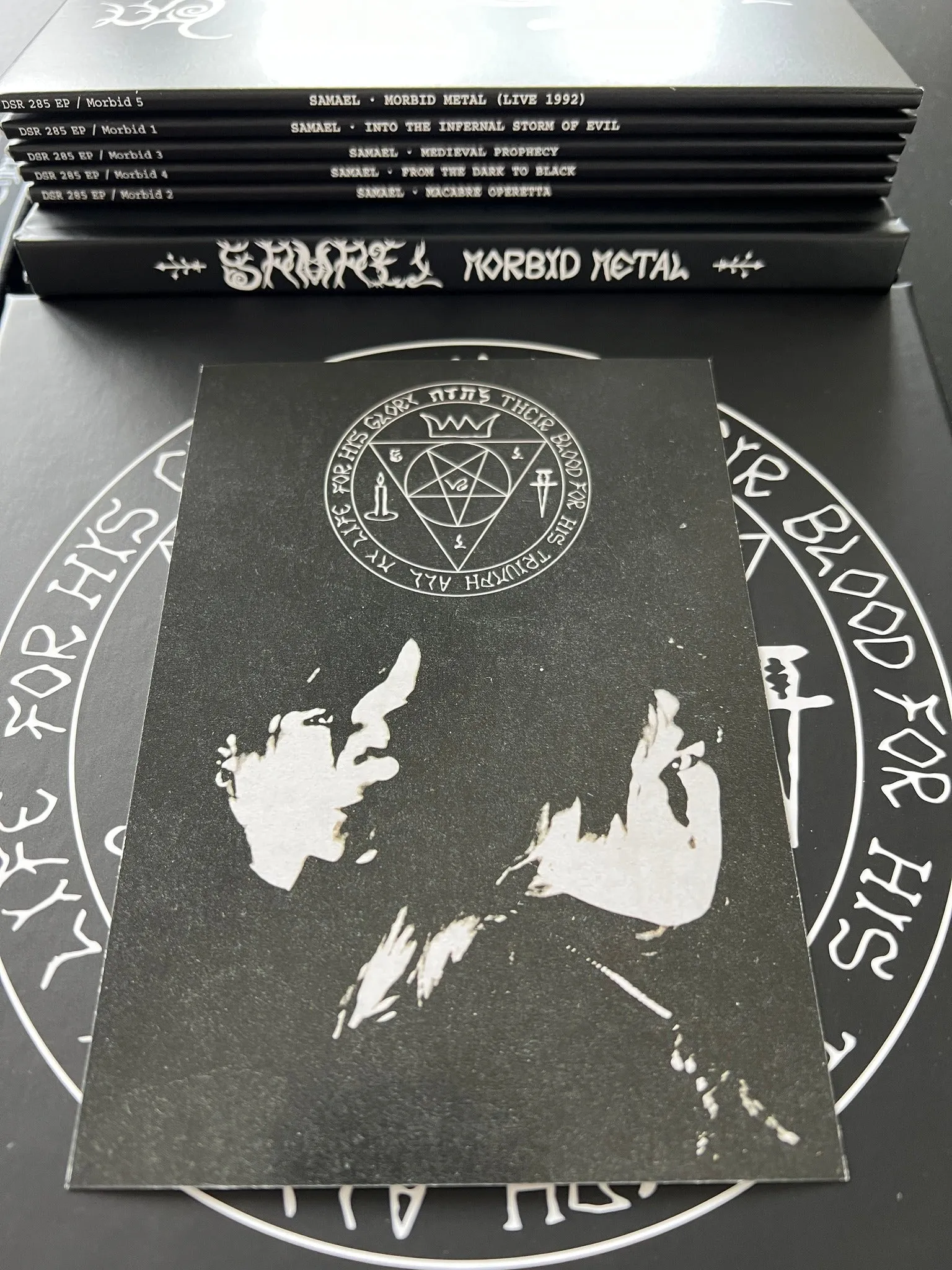 Preorder [late May] SAMAEL: Morbid Metal EP Boxset (5 x black vinyl plus hardback book and patch)